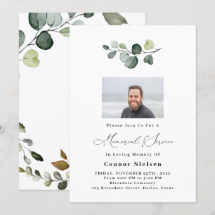 Invitación al servicio conmemorativo Greenery Euca