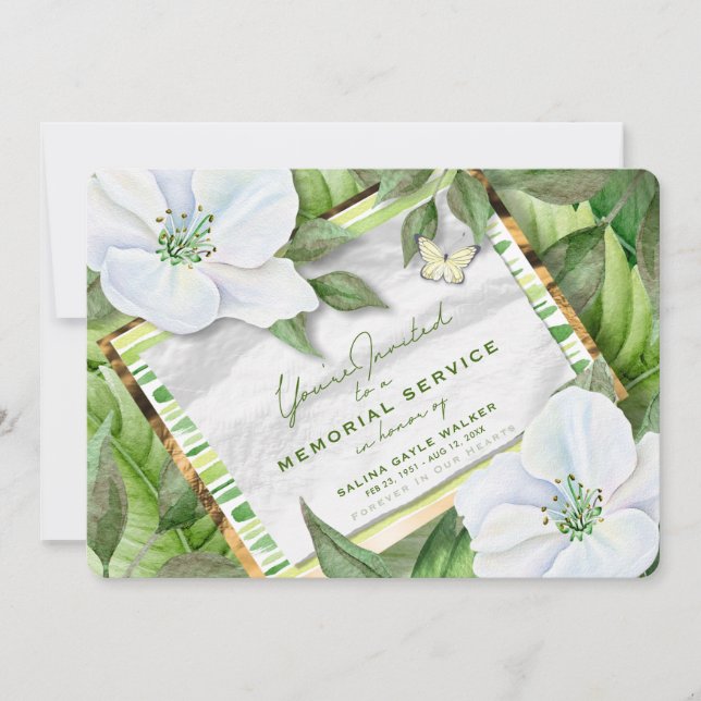 Invitación al servicio conmemorativo White Floral  (Anverso)