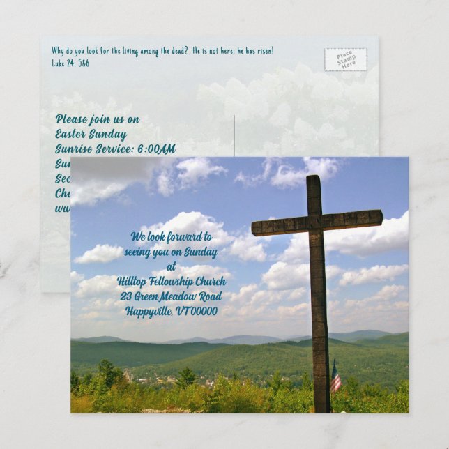 Invitación al servicio de Pascua de la Iglesia Mai (Anverso / Reverso)