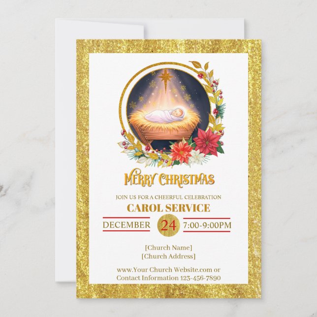 Invitación al Servicio de Villancicos de Navidad (Anverso)