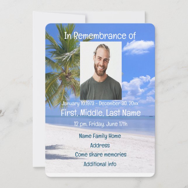 Invitación al Servicio Memorial  Paraíso de Playa  (Anverso)