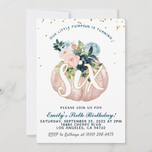 Invitación al sexto cumpleaños de calabaza