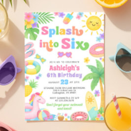 Invitación al sexto cumpleaños - Splash en seis