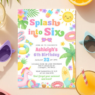 Invitación al sexto cumpleaños - Splash en seis