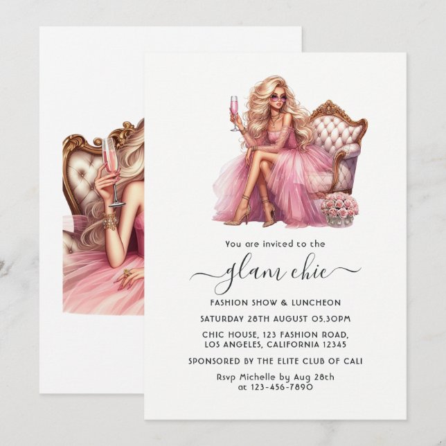 Invitación al Show de Moda Glam (Anverso / Reverso)