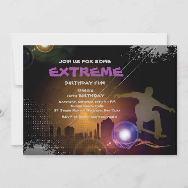 Invitación al Skateboarder Urbano (Anverso)