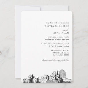 Invitación al Skyline de St. Paul Boda Elegant