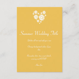 Invitación al sol Boda corazón y girasoles blancos