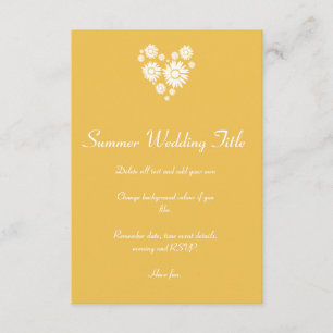 Invitación al sol Boda corazón y girasoles blancos