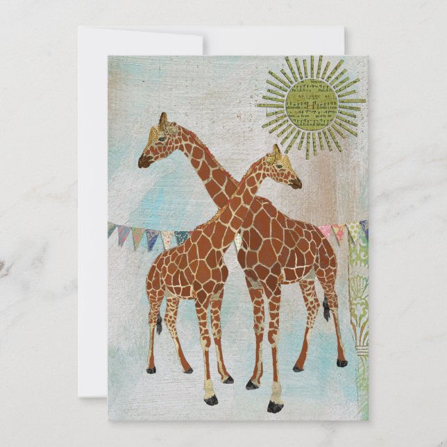 Invitación al sol de las jirafas Baby Shower (Anverso)