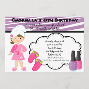 Invitación al spa de Chicas de cebra morada y blan