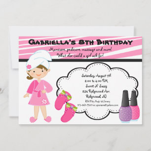 Invitación al spa de Chicas de cebra rosa y blanca