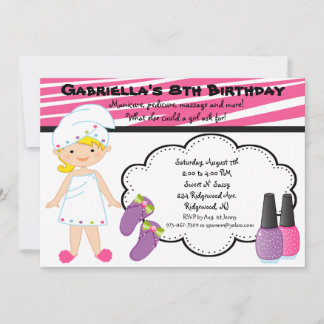 Invitación al spa de Chicas de cebra rosa y blanca