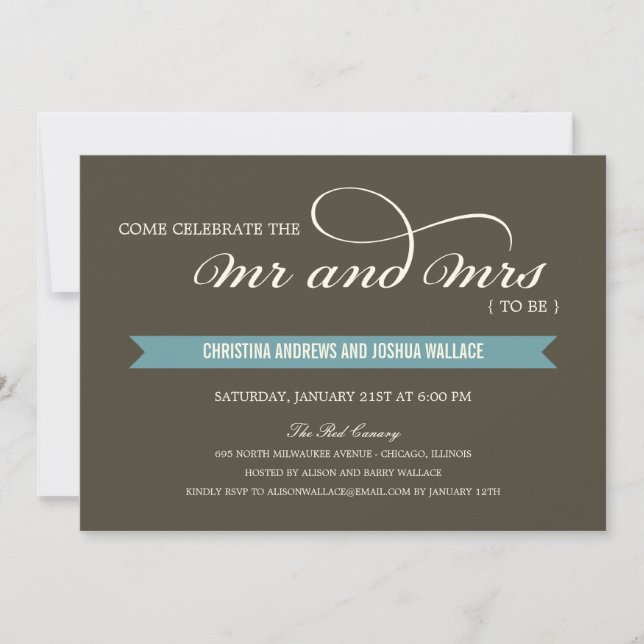 Invitación al Sr. y a la Sra. Wedding Shower/Ensay (Anverso)