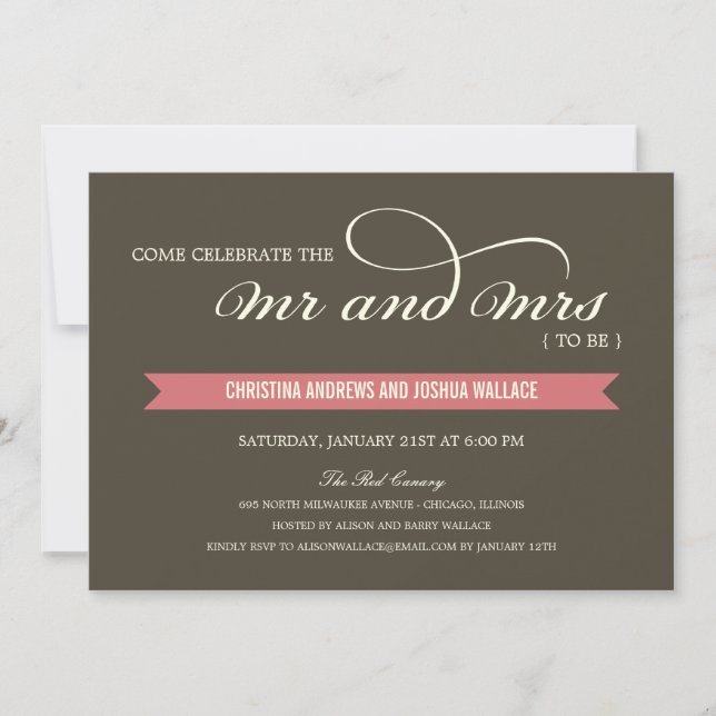 Invitación al Sr. y a la Sra. Wedding Shower/Ensay (Anverso)