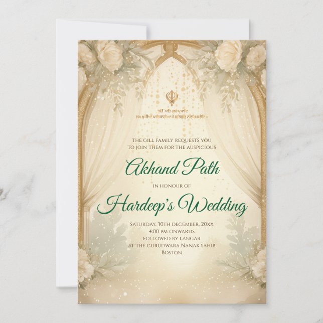 Invitación al Sri Akhand Path Digital Akhand Sahib (Anverso)