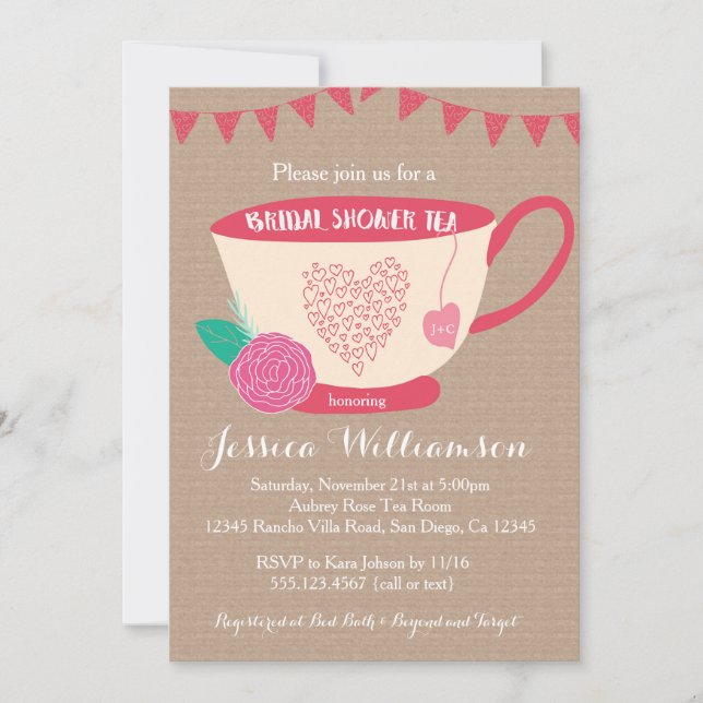 Invitación al té con ducha de novia (Anverso)