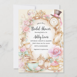 Invitación al té con ducha de novia, fiesta de té 