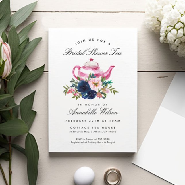 Invitación al té con flores de novia de la marina  (Subido por el creador)