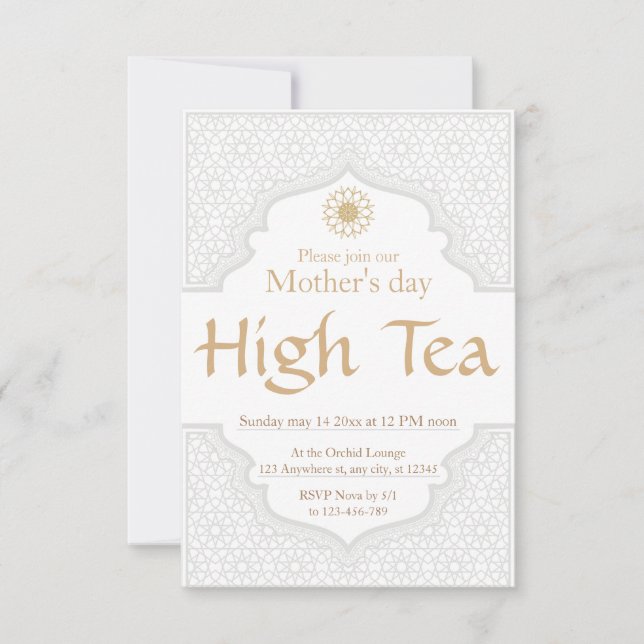 Invitación al té de alto nivel de Día de la Madre (Anverso)