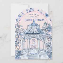 Invitación al té de la Pagoda de Chinoiserie rosa 