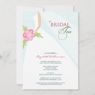 Invitación al té de novia con vestido de boda (azu