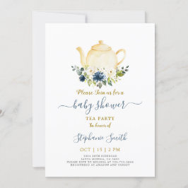 Invitación al té de pera azul de Baby Shower