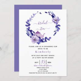 Invitación al té nupcial floral violeta y lavanda