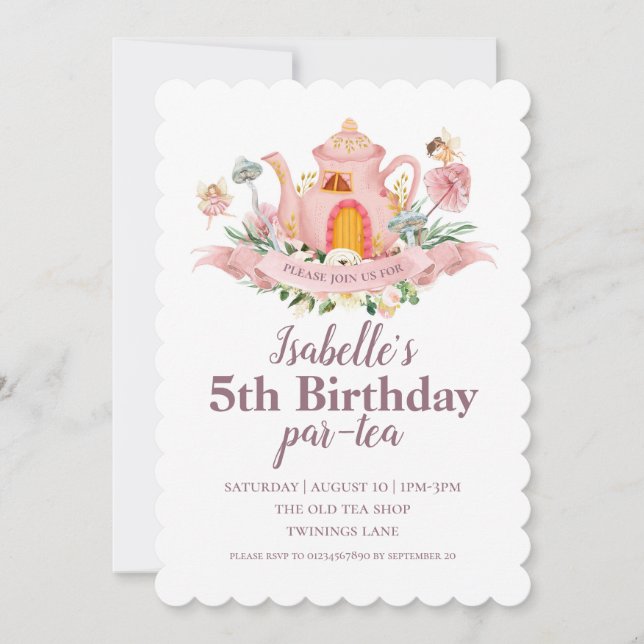 Invitación al Tea Party de hadas (Anverso)