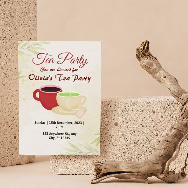 Invitación al Tea Party de Olivia Blanca y Verde (Subido por el creador)
