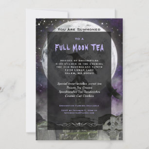 Invitación al Tea Party gótico Full Moon Witches