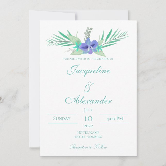 Invitación al tema Boda de orquídeas moradas y Ver (Anverso)