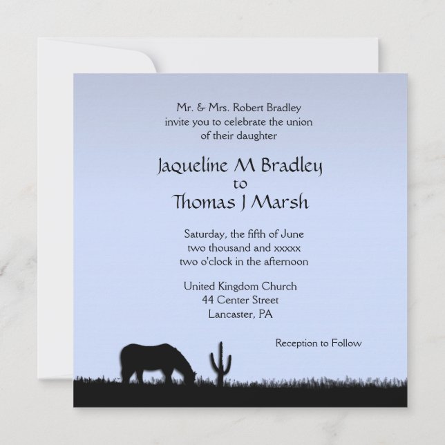 Invitación al tema Boda occidental Azul (Reverso)