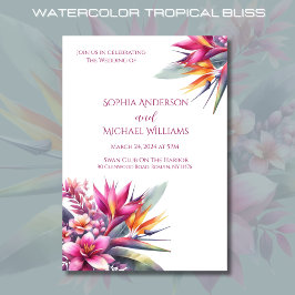 Invitación al tema de color de agua tropical bliss