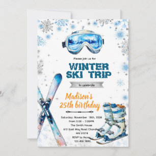 invitación al tema de fiesta de esquí de invierno