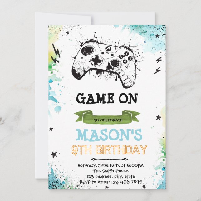 Invitación al tema de Game Boy (Anverso)