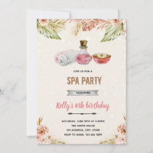 invitación al tema de spa de flores boho