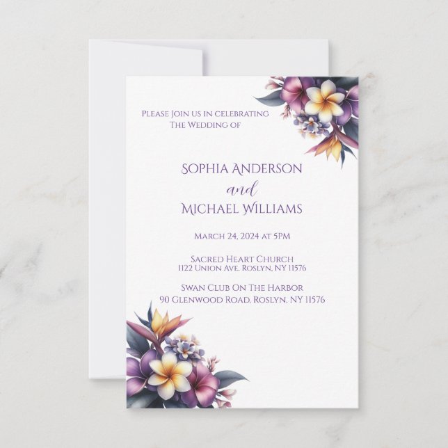 Invitación al tema del Boda floral tropical (Anverso)
