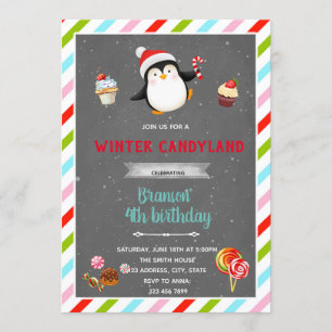 Invitación al tema del candyland invernal