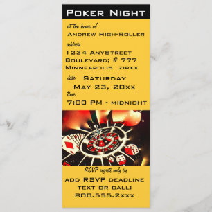 Invitación al tema del Casino de la noche del póqu