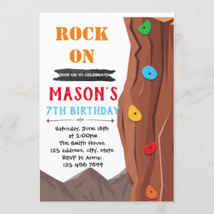 Invitación al tema del cumpleaños de escalada roca