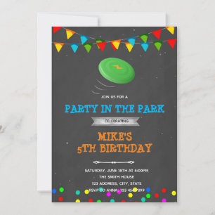 Invitación al tema del cumpleaños de Frisbee fiest