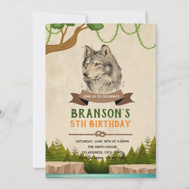 Invitación al tema del cumpleaños de Wolf (Anverso)