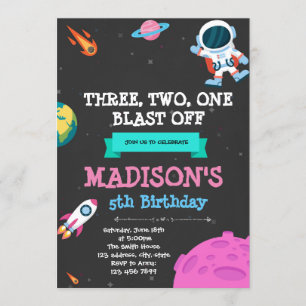 Invitación al tema del cumpleaños del espacio del