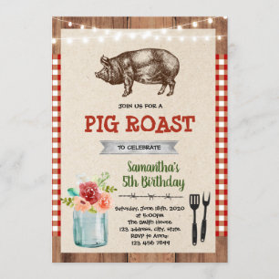 Invitación al tema del fiesta asado de cerdo