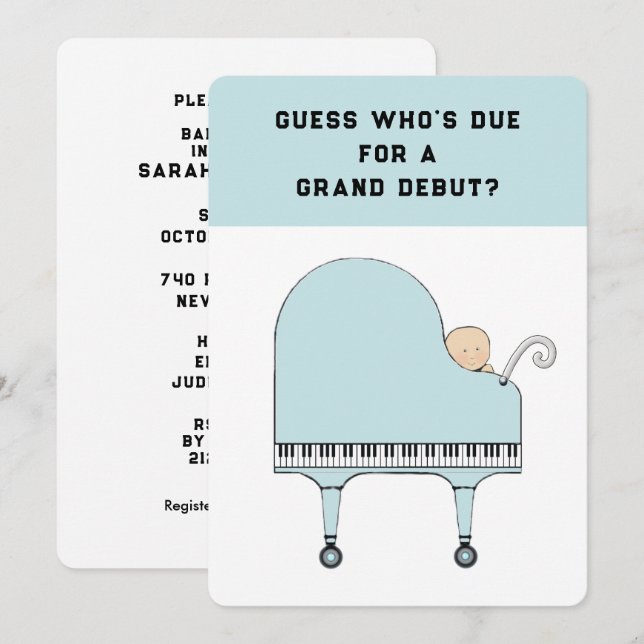 Invitación al tema musical de Baby Shower (Anverso / Reverso)