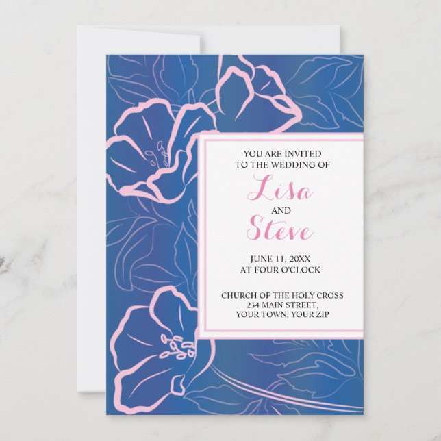 Invitación al tema tropical de la boda de destino (Anverso)