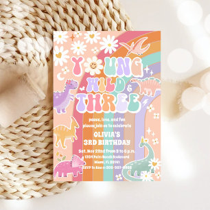 Invitación al Tercer Cumpleaños de Arcoíris de Din