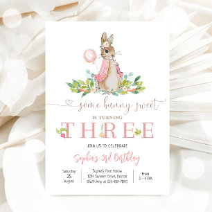 Invitación al Tercer Cumpleaños de Bunny Floral