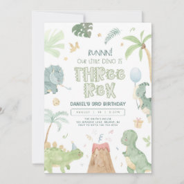 Invitación al tercer cumpleaños de dinosaurio